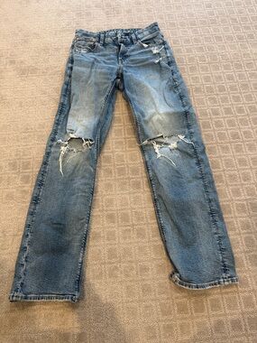 American Eagle Light Blue Curvy Straight Denim Jeans